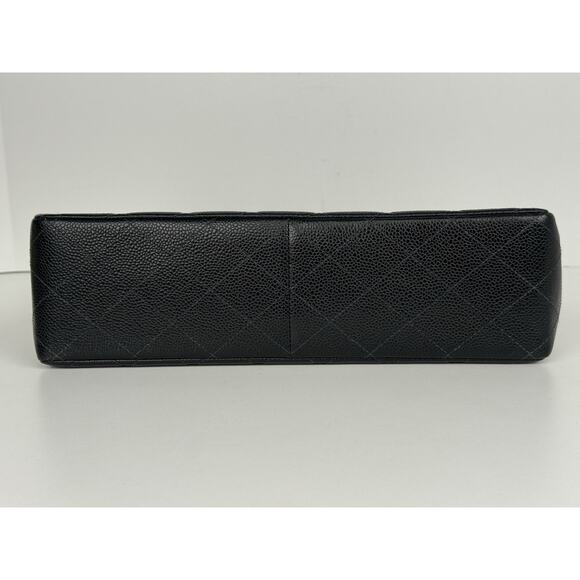 Chanel Jumbo Classic Flap Bag Black Caviar Leather Silver Hardware B-5 - Picture 7 of 16